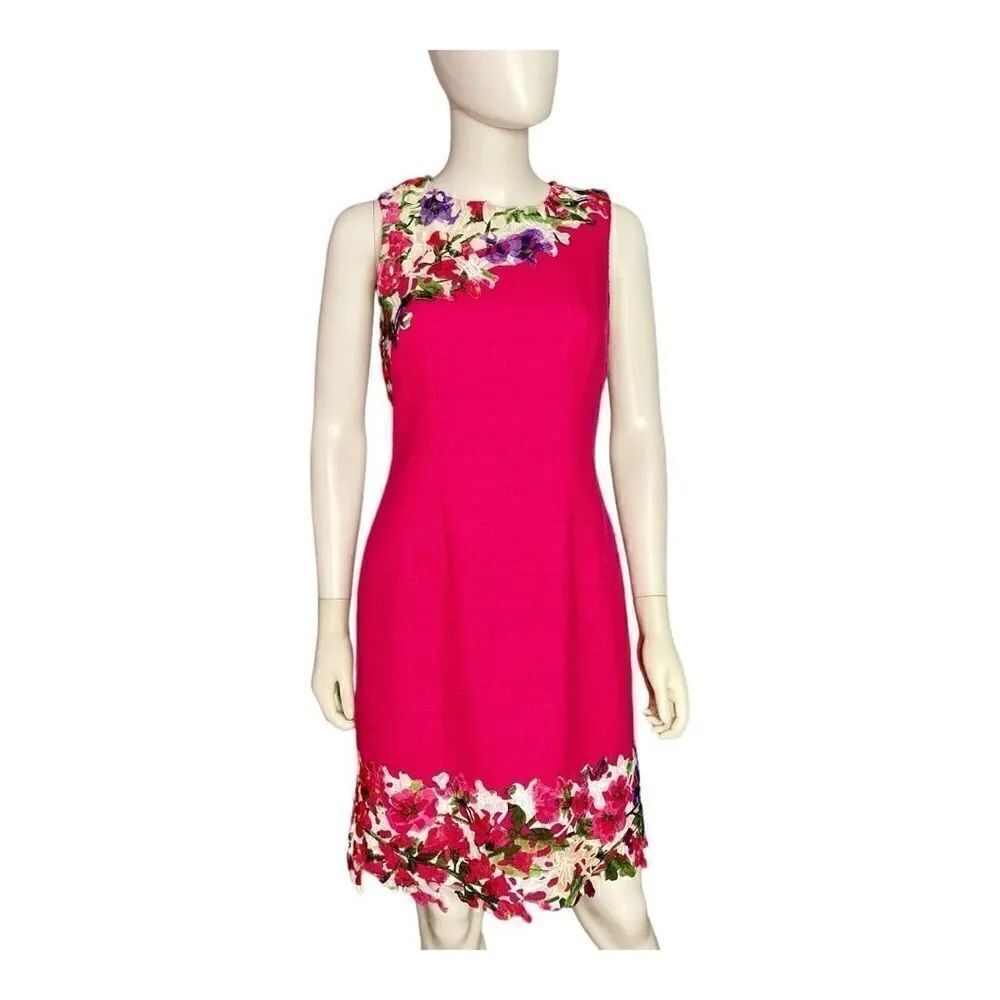 Karl Lagerfeld Women’s Size 6 Sheath Dress Pink Floral Pattern Sleeveless